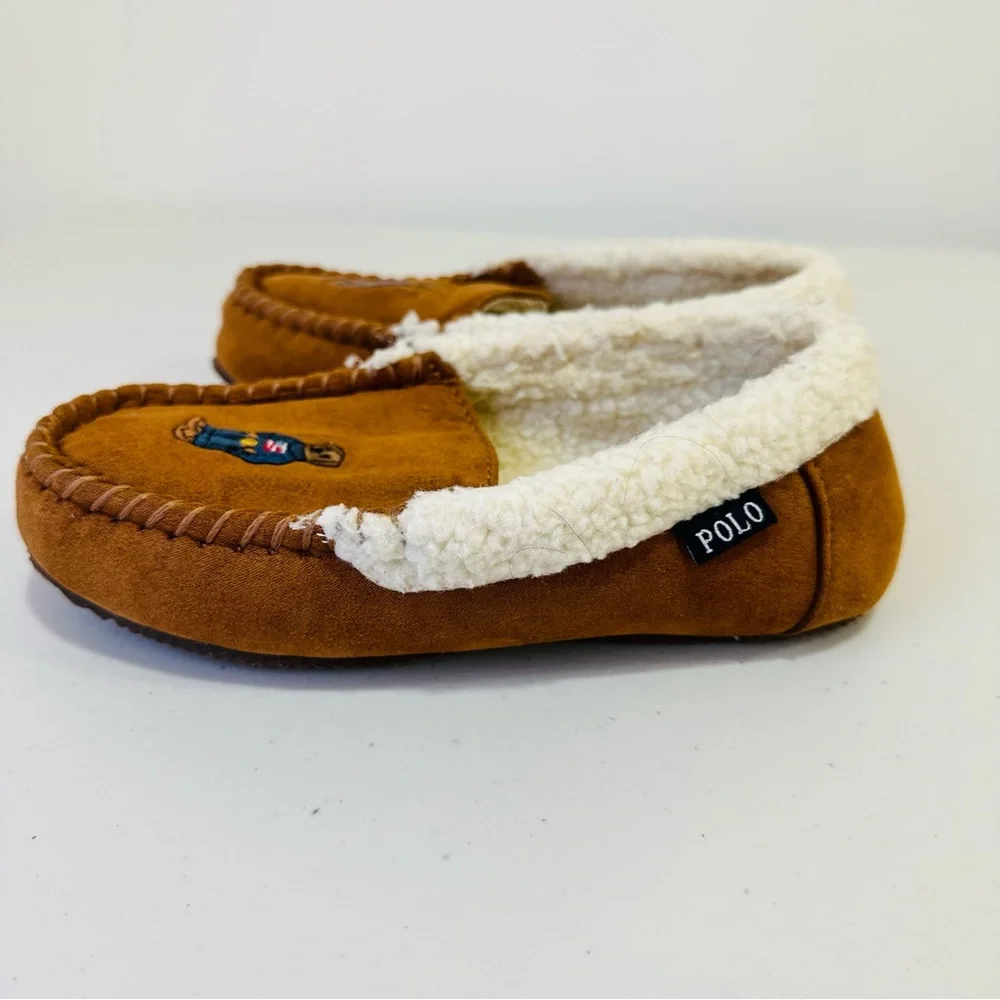 POLO RALPH LAUREN Kids‎ Dezi Bear Moccasin Slipper Chestnut Size 3